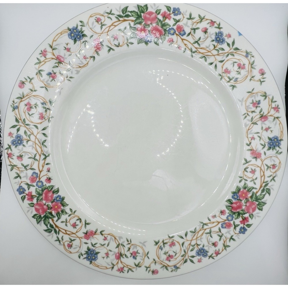 Farberware Monaco Dinner Plate 11" Fine China Floral Gold Trim White Vintage